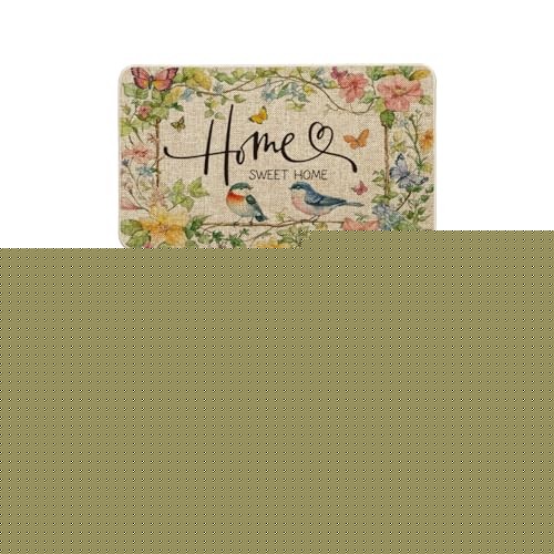 Bird Flowers Butterfly Spring Kitchen Mats Set of 2, Summer Home Decor Low