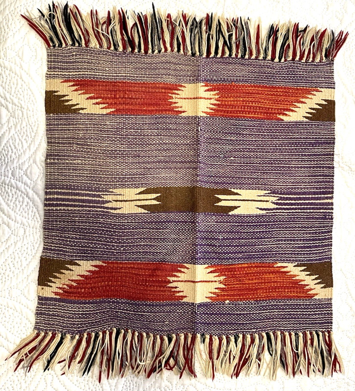 Vintage Norwegian?NativeAmer Woven Wool Textile Art Wall Hanging Folk Art 19×24