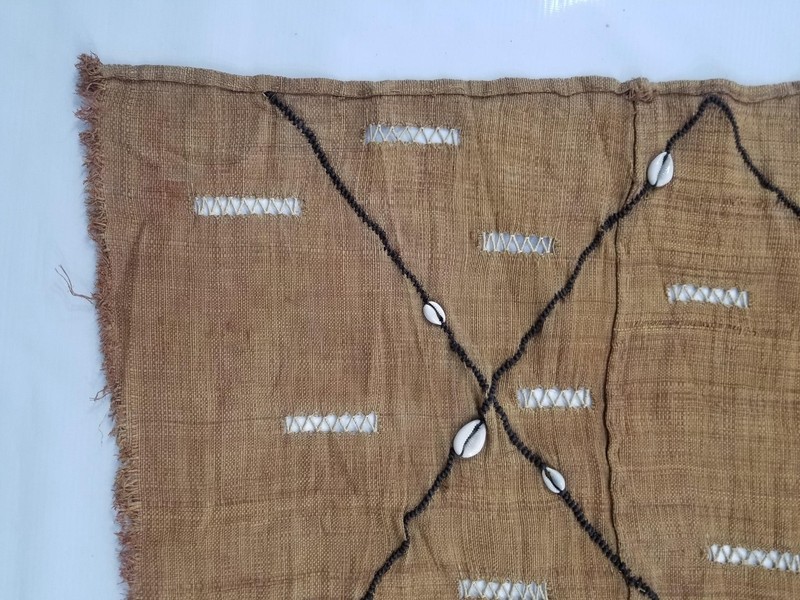 Vintage African Handwoven Kuba Cloth Raffia Textile Panel 165x46cm gallery