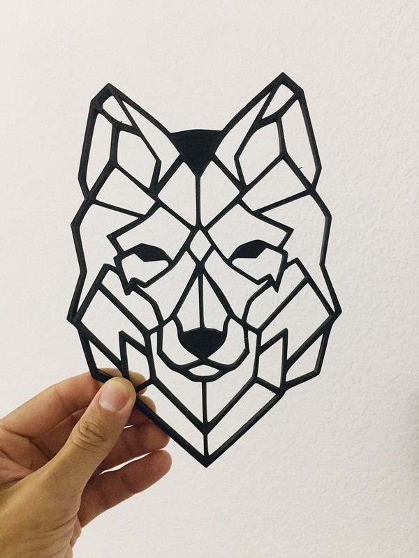 3d Printed Wall Decor Polygon Wolf 2D Low Poly ABS Filament 9in X 6in