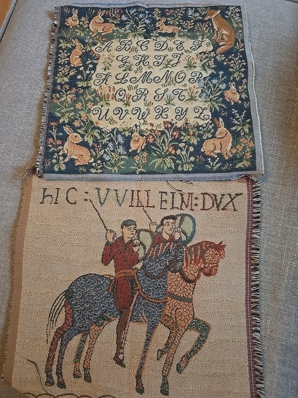 ART de LYS, ABC ANIMALS BLUE, FRENCH WOVEN TAPESTRY And Horse Riders
