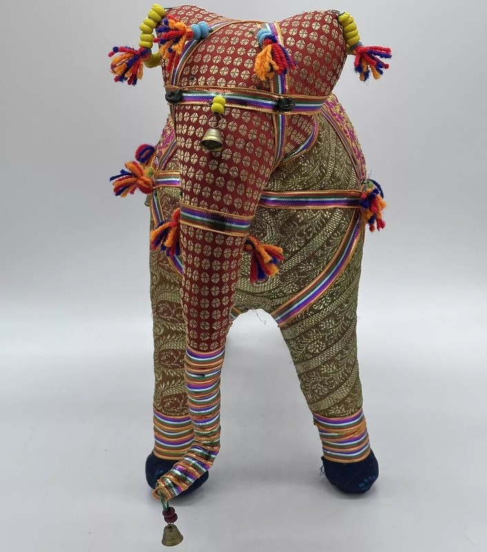 Rajasthani Indian Folk Art Colorful Fabric & Embellishments Large 16 In Elephant gallery