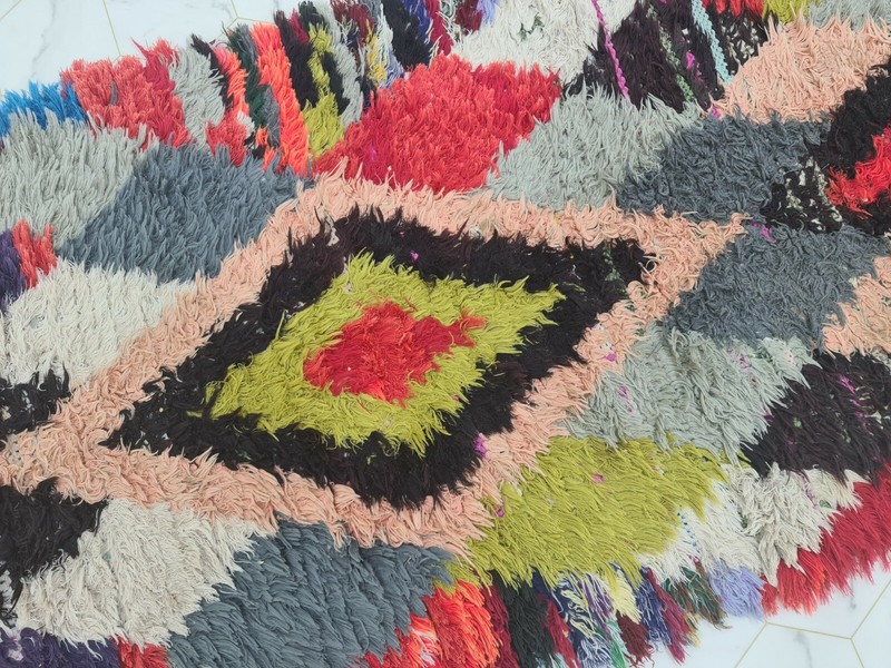 Moroccan Handmade Vintage Runner Rug 2'4"x11'9"Geometric Berber Red Black Carpet gallery