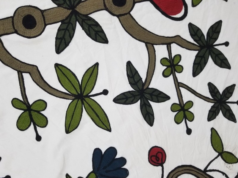 Antique Traditional Kashmiri Crewelwork Tree of Life Motif Textile Panel 295x152 gallery