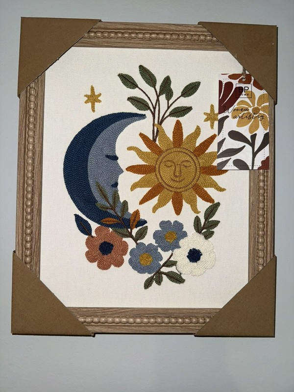 ✨Woven Embroidered Sun and Moon Wall Art ☀️ 🌙 13.5”x 15.5” New NWT BP Home gallery