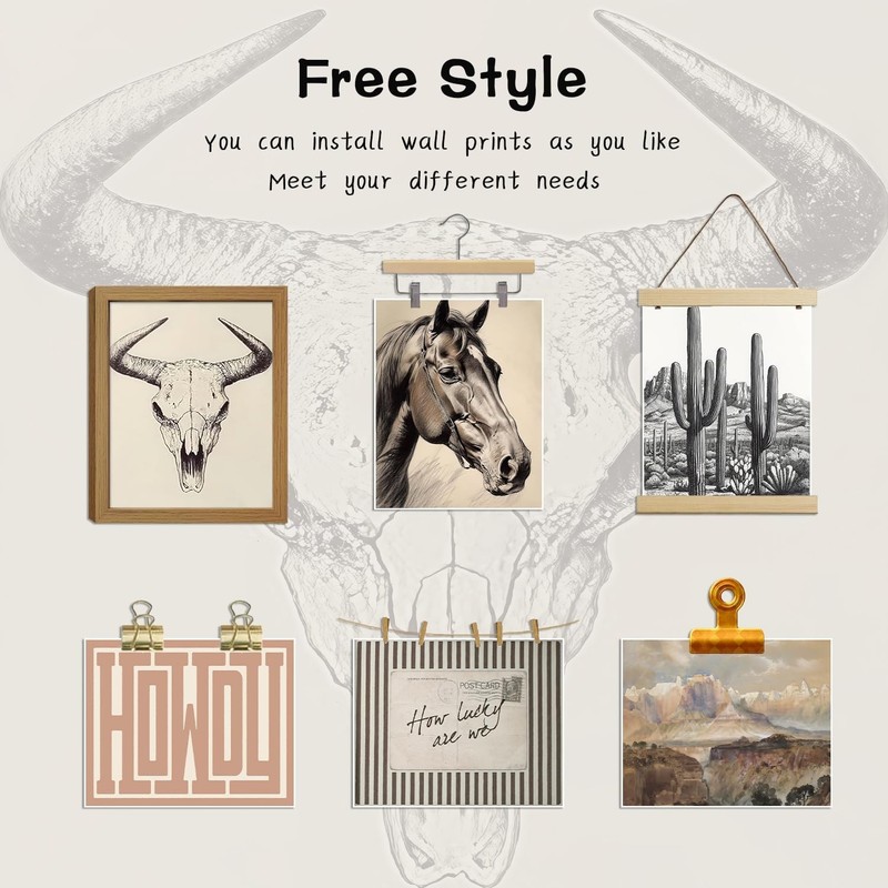 Western Desert Cowboy Posters Wall Art Set of 9, Boho Western Ranch Canvas Wa... gallery