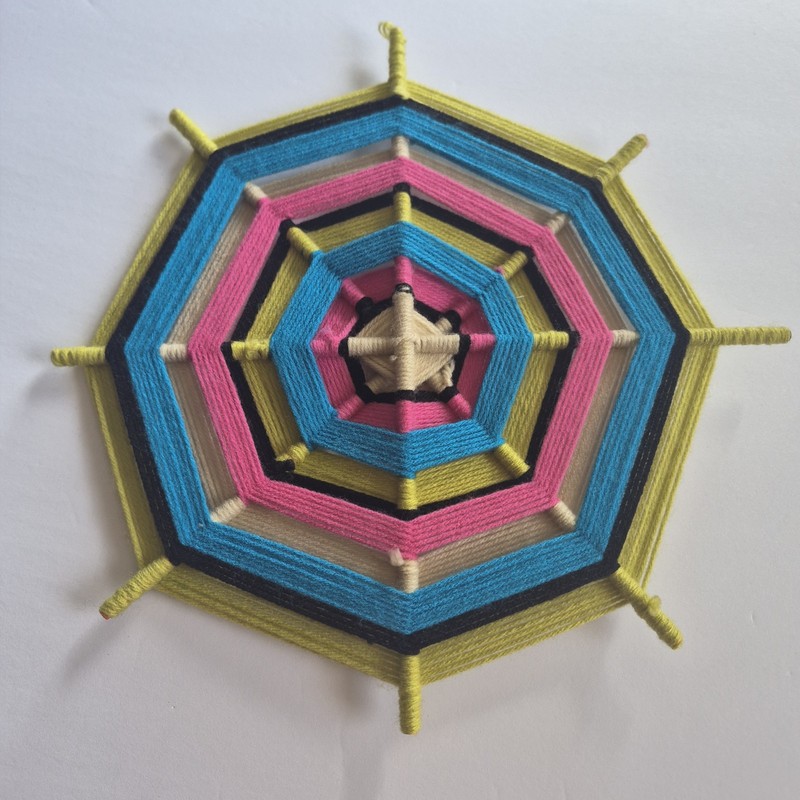 ​Set of 2 Handmade Yarn Mandalas 11" Ojo de Dios Wall Decor Colorful Boho Woven gallery