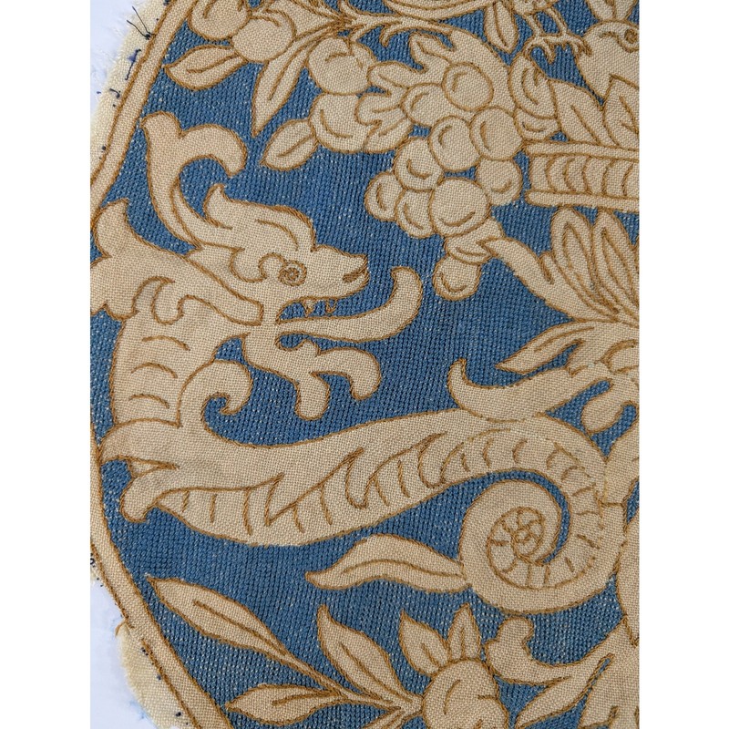 Antique Assasi Italian Floral Bird Embroidered Textile Panel 48x47cm gallery