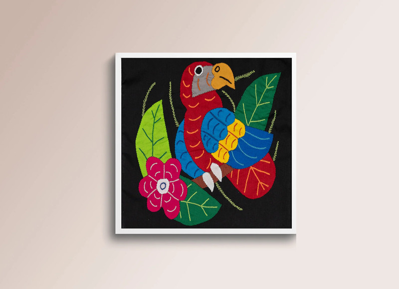 Red Blue And Yellow Parrot with Flower Molita gallery