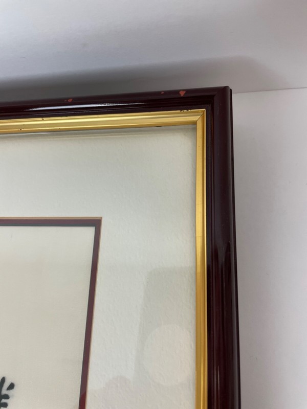 Vtg Chinese Hand Embroidered Panda Bears On Silk Eating Bamboo Signed Framed Art gallery
