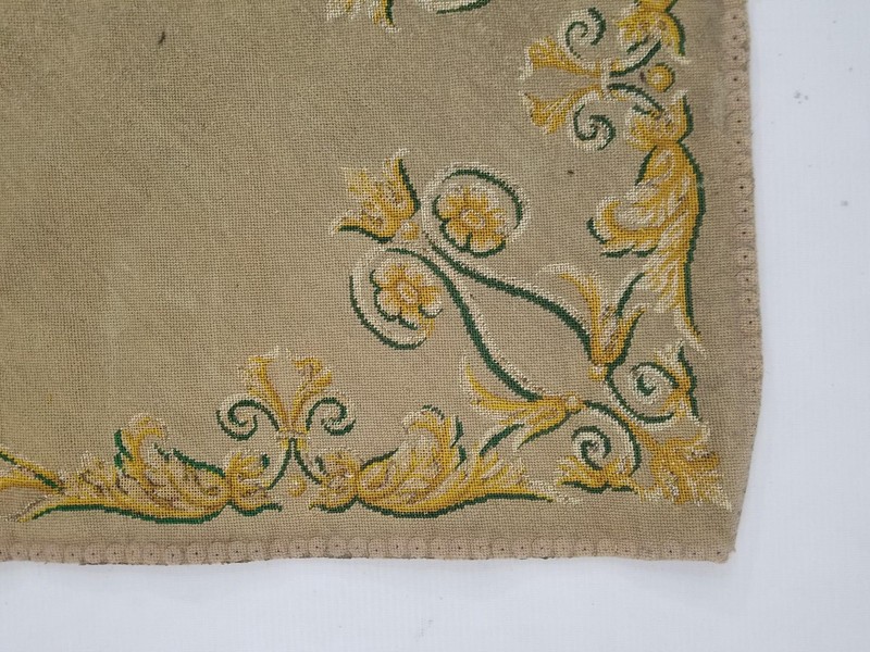 Antique French Needlework Ornate Floral & Butterfly Motif Textile Panel 100x48cm gallery