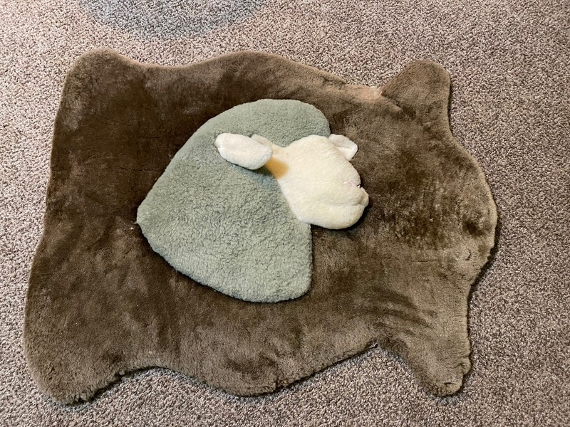 1985 Custom Real Wool Vintage Sheep Wall Art Leather 38 X 30 rARE
