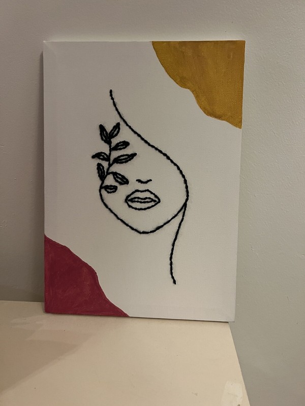 Handmade A4 Embroided Canvas Abstract Women Face gallery