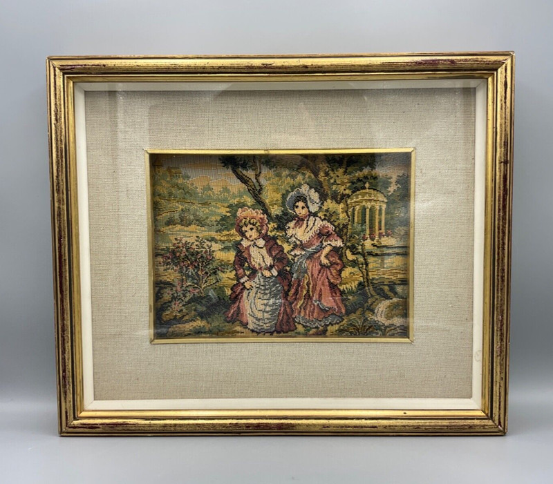 Framed French Aubusson Style Jacquard Tapestry Shadow Box Frame