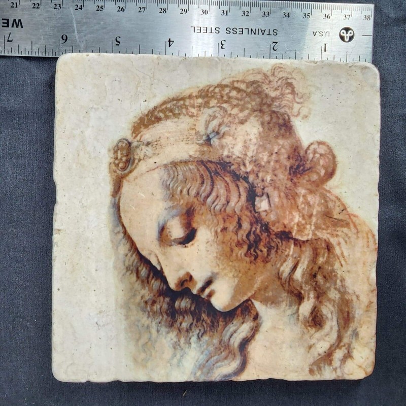 Leonardo Da Vinci Reproduction of Testa Di Donna Di Profi Ceramic Tile