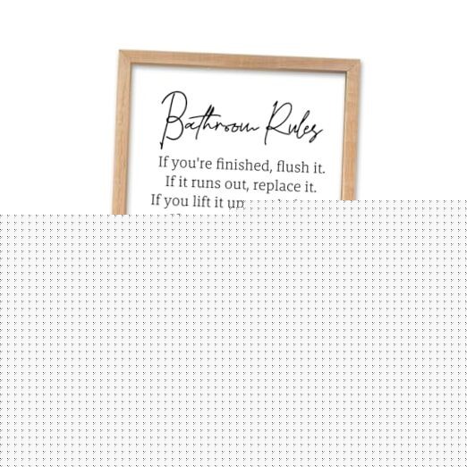 YWMZYKJGS Bathroom Rules Wall Decor 16″×11″ 16″L x 11″W Bathroom Rules (Wood）