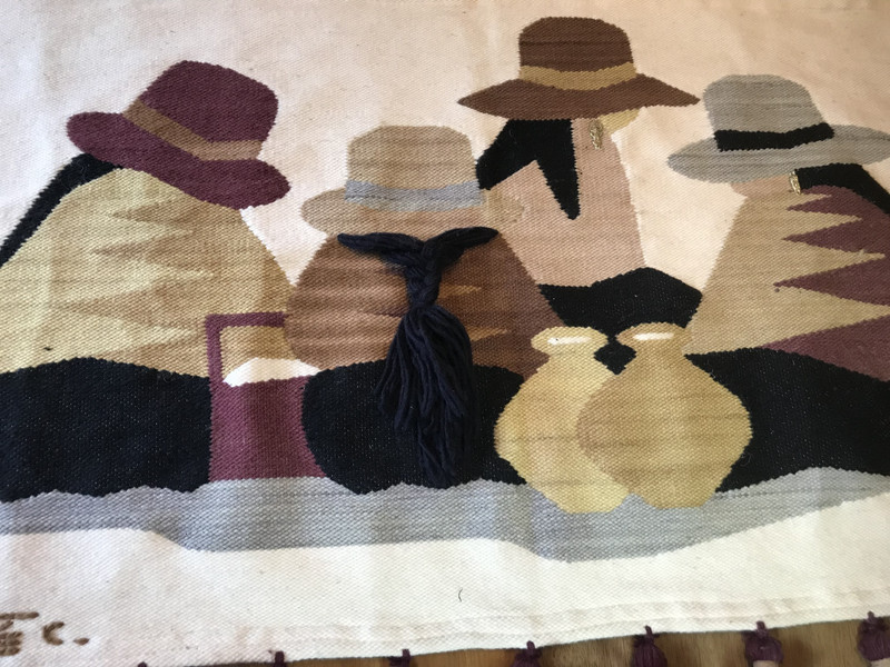 Vintage Wool Art Hand Woven Wall Hanging Rural Scene Signed Jose C 22" x 35" gallery