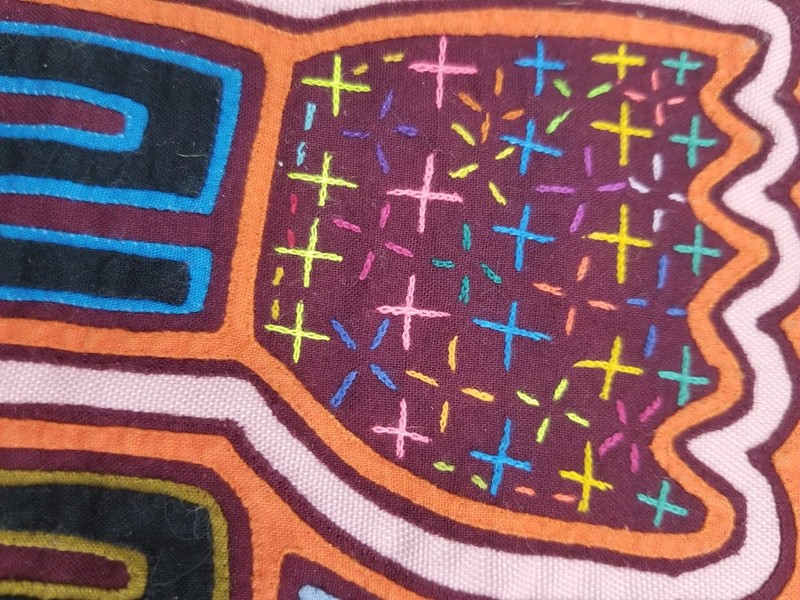 Vintage Traditional Kuna Mola Folk Art Applique Work Panel 34x29cm gallery