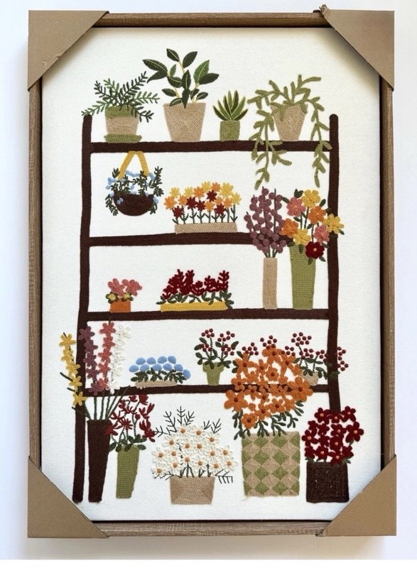New BP Home Textile Embroidery Woven Wall Art Garden Shelfs Home Decor 18”x26”