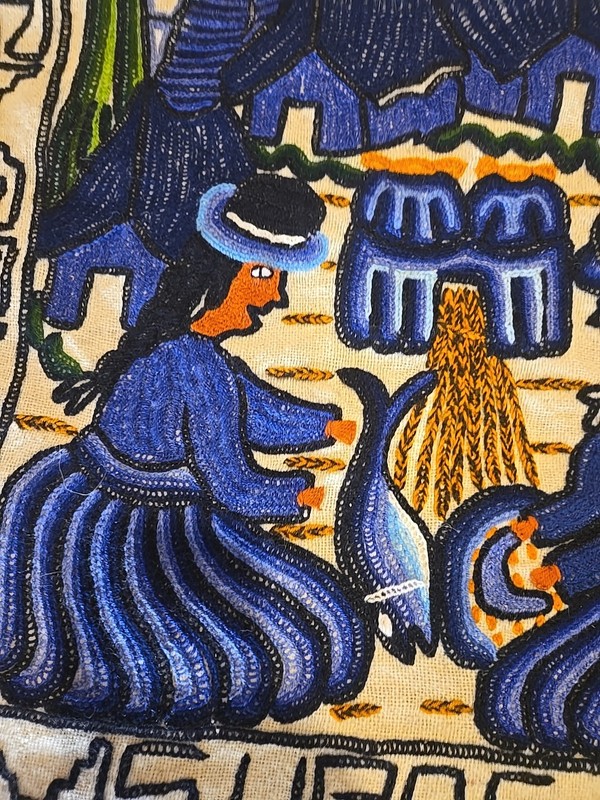 Peruvian Hand Woven Embroidery Uros Island Floating Village 36×24 gallery