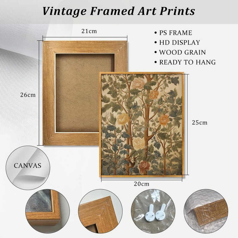 Vintage Flower Canvas Wall Art Floral Botanical Folk Art Retro Grandmillennia... gallery