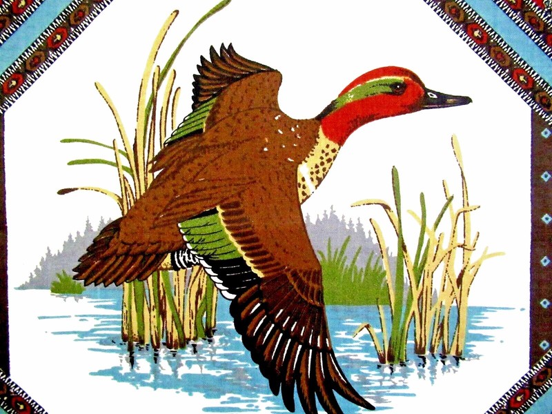 CRANSTON PRINT "WILD DUCK" ~ (FABRIC ART / WALL HANGING) ~ ** (23" X 18") ** gallery