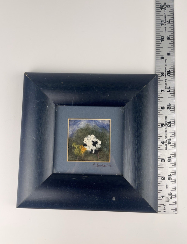 Felted Sheep Handmade Felt Art Framed Signed Country Scene Felting OOAK Wool gallery