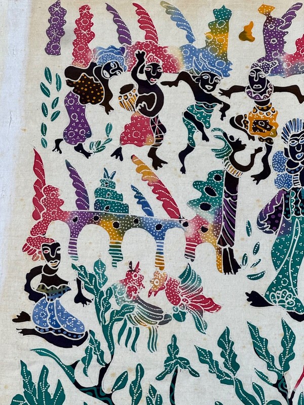 Asian, Balinese, Thai Ethnic Batik Textile Art Fabric * 35 x 27 gallery
