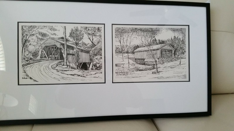 COVERED BRIDGES PRINTS 20 X 11.5 MATTED & FRAMED (METAL) gallery
