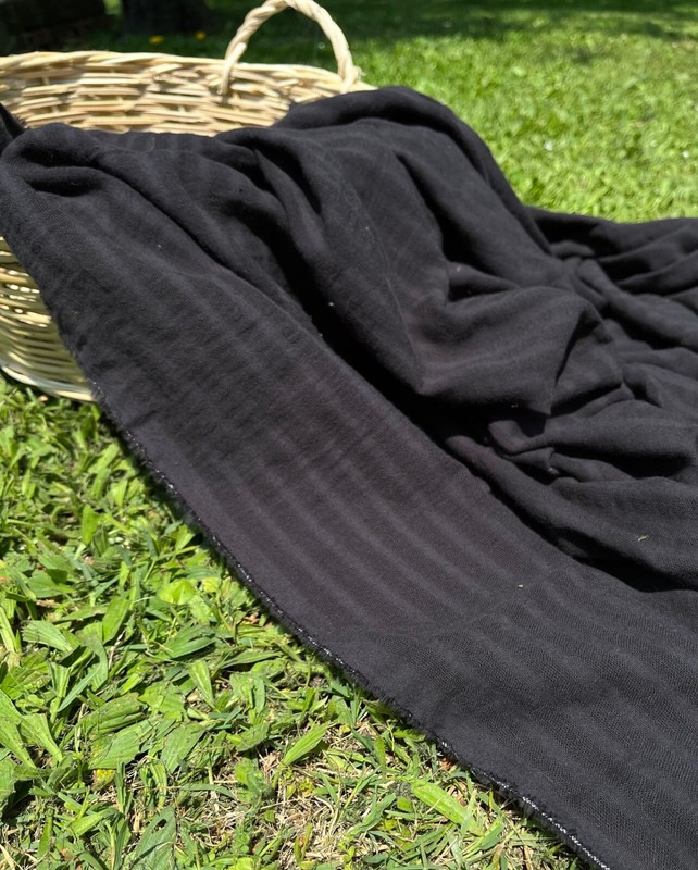 Stripe Cotton Fabric, Black, Khaki, Ivory, Brown, White, By 2 Yards.