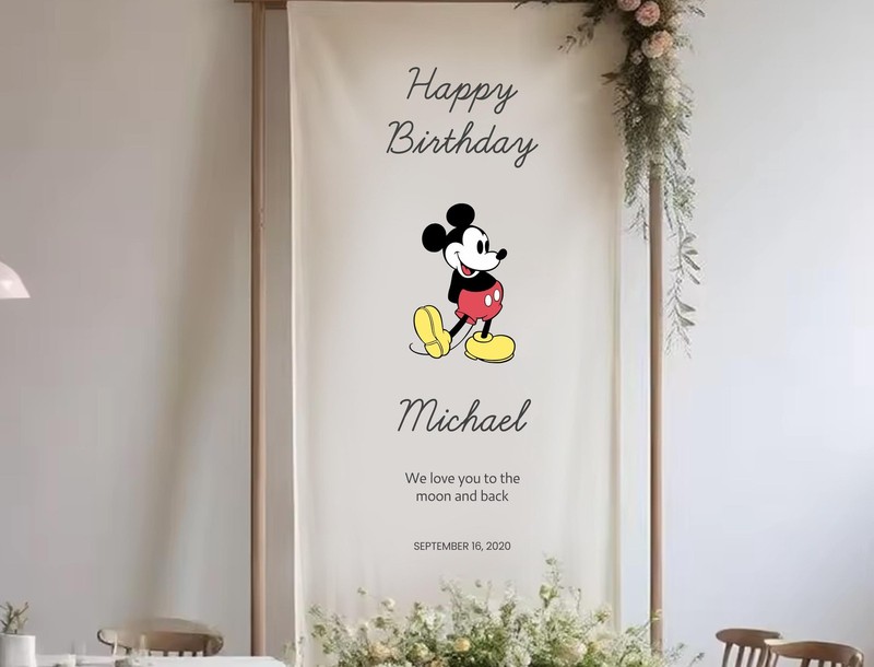 Custom Sign Fabric Birthday Banner Handmade Cotton Custom Name Kids Party Decor