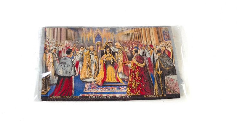 Macclesfield Silk Woven Picture of Queen Elizabeth Coronation Unframed