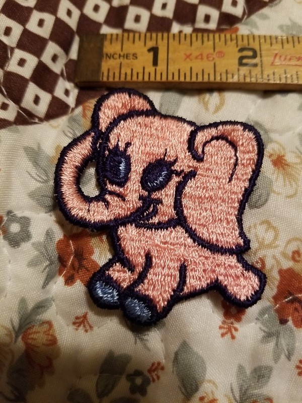 Vintage 1960s Wrights Embroidered Patch Pink Elephant Unused New baby Dumbo