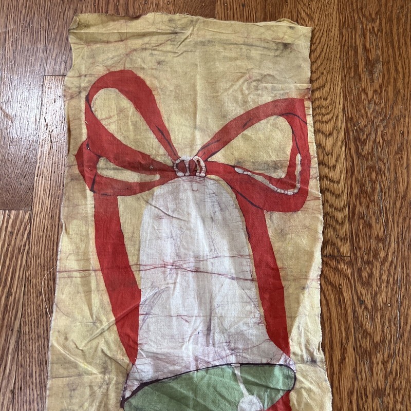 Vintage Batik Christmas Bells 11” x 33” 1970s Hippie Bohemian Country USA gallery