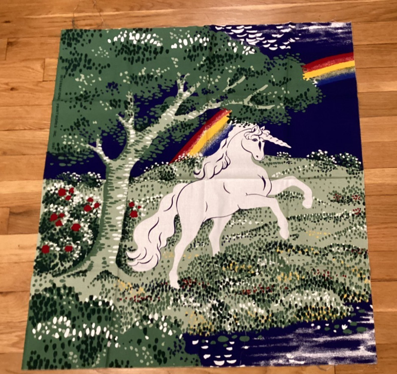 Int’l Printworks Fabric Wallhanging Dancing Unicorn – Vintage Retro Mid Century