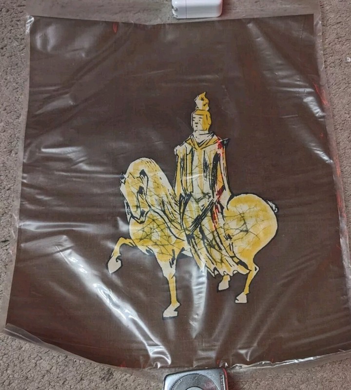 Vintage Art Of Batik Original Fabric 14″X17″ Sealed In Plastic – Horse Rider