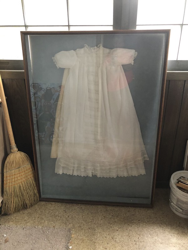 Antique Christening Dress 3 pieces handmade orig gold plated closure 100 yrs gallery
