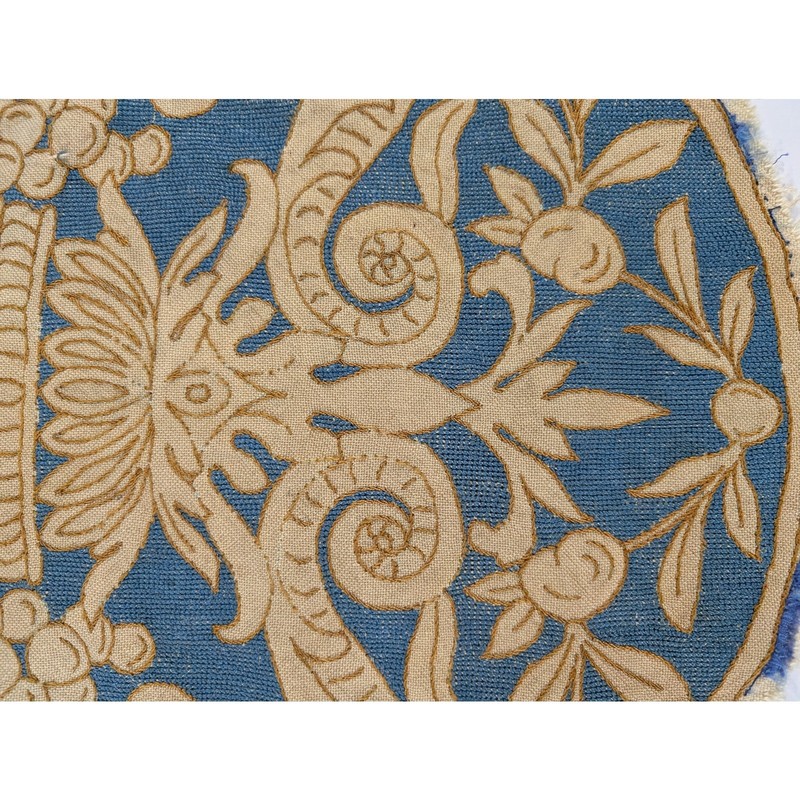 Antique Assasi Italian Floral Bird Embroidered Textile Panel 48x47cm gallery