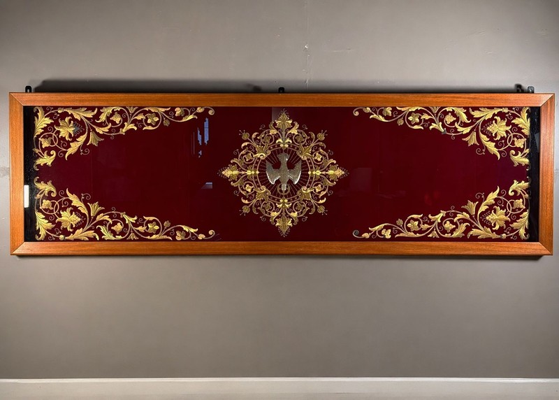 10 Foot Framed Antique Goldwork Embroidery Veil / Altar Panel Religious Textile gallery
