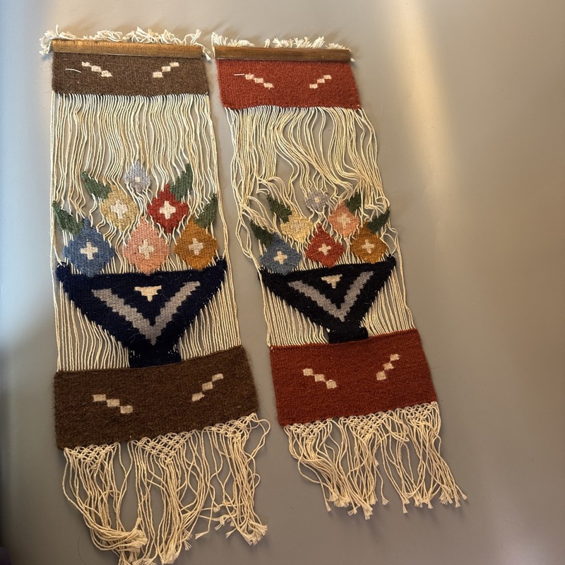Vintage Woven Wall Art Floral Basket - Set Of 2 gallery