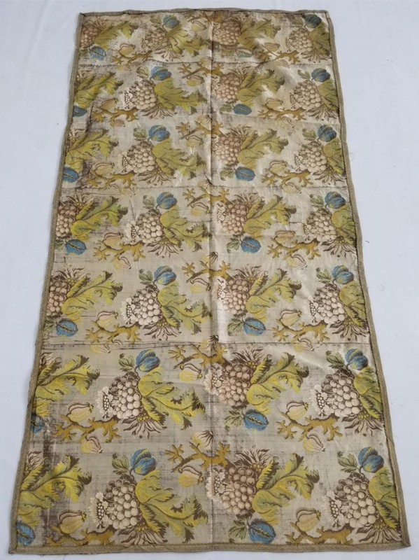 Vintage French Silk Brocade Panel with Pomegranate and Leaf Motif 168x88cms