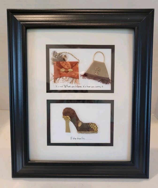 Jeweled Purse & Shoe Art Matted & Framed 11 1/2 X 10 1/2