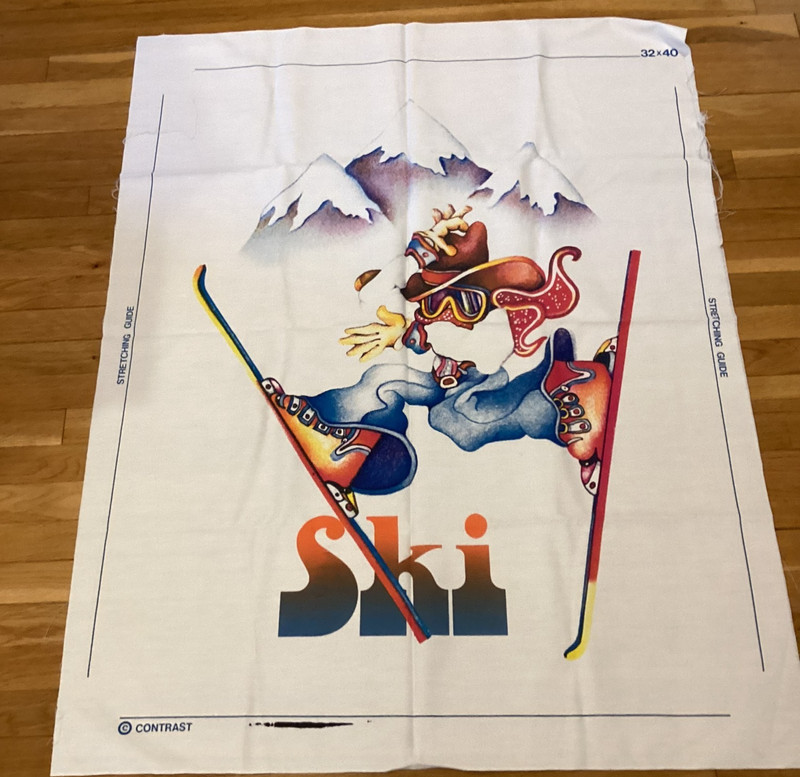 Contrast Inc. Fabric Wallhanging SKI BUM- Vintage Retro Mid Century