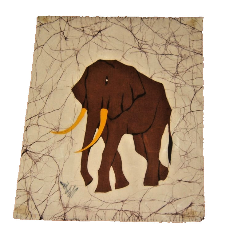 Elephant Art on Fabric about 10”x10”