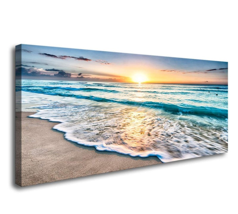 Baisuart S02250 Canvas Prints Wall Art Beach Sunset Ocean Waves Nature Pictur…