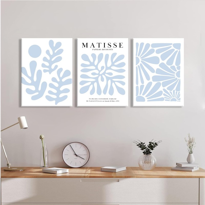 Matisse Flower Wall Art Abstract Minimalist Light Blue Henri Matisse Canvas P... gallery