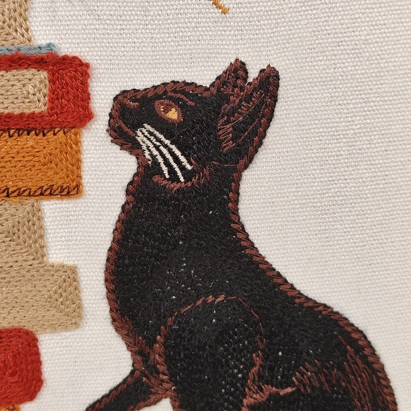 New BP Home Woven Embroidered Textile Wall Art The Book Lover Cat 16.5 X 20.5 gallery