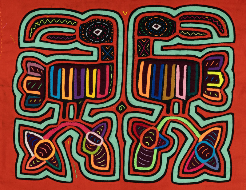 Orange Turquoise Toucan Parrot Mola