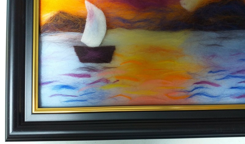 'Sunset' Wool Fibre Painting Felting Picture Original Artwork by Raya Brown gallery