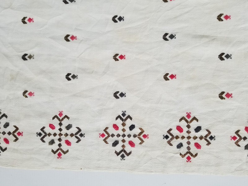 Vintage Traditional Handwoven Embroidered Geometric Pattern Panel 202x49cm gallery